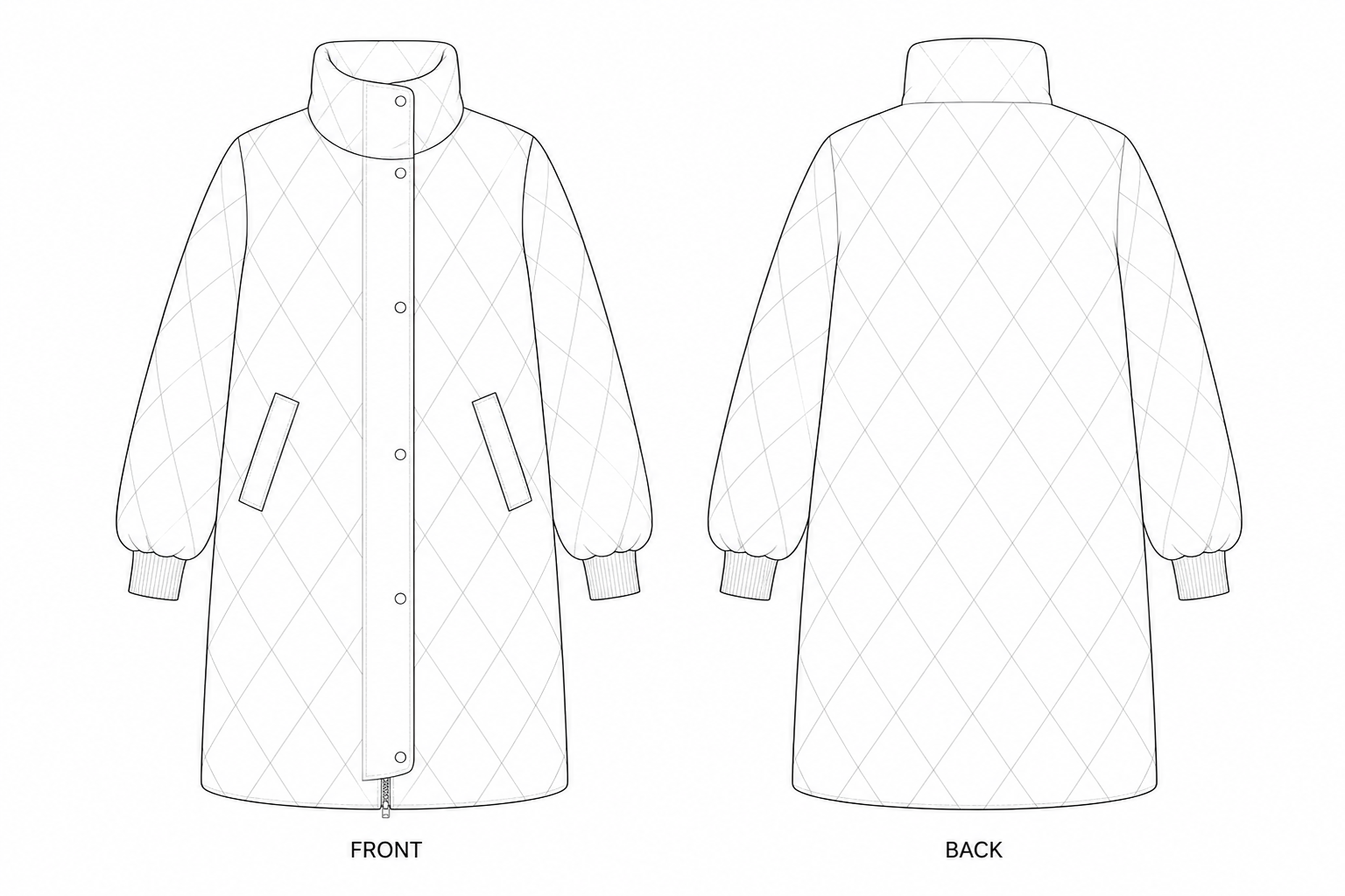 pattern-2530 front and back technical drawing