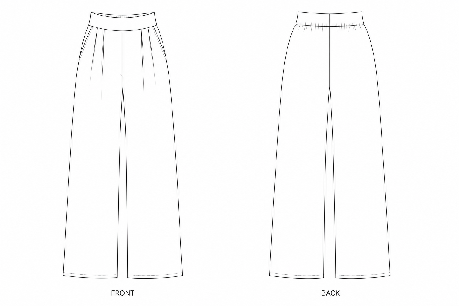 2531 Women's Everyday Pants Sewing Pattern front and back technical drawing