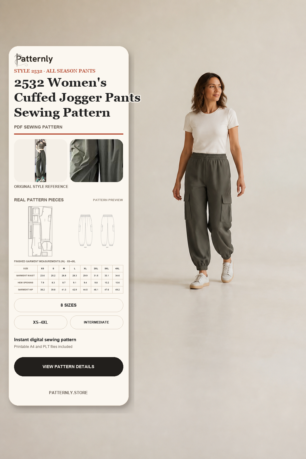 2532 Women's Cuffed Jogger Pants Sewing Pattern cover