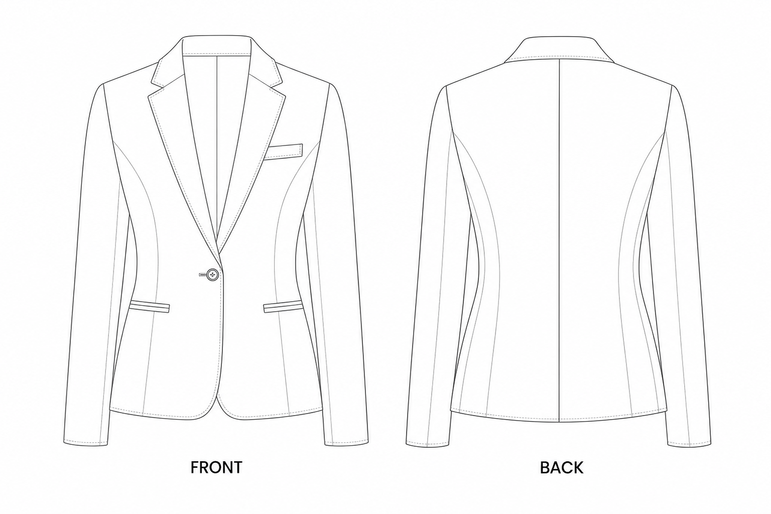 pattern-2533 front and back technical drawing