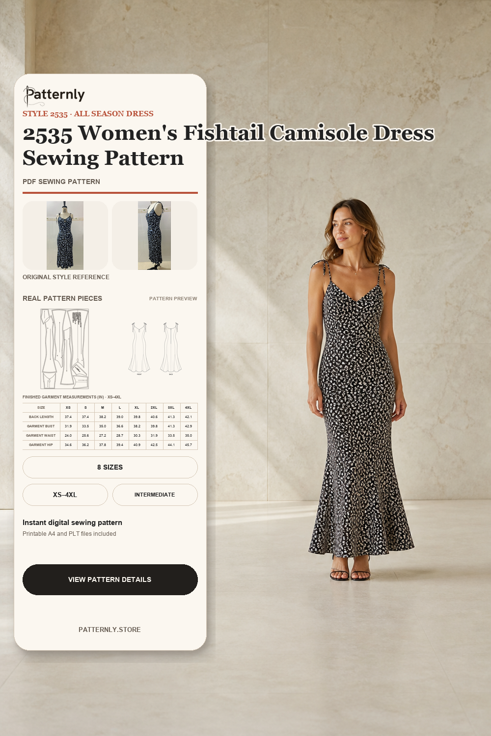 2535 Women's Fishtail Camisole Dress Sewing Pattern cover