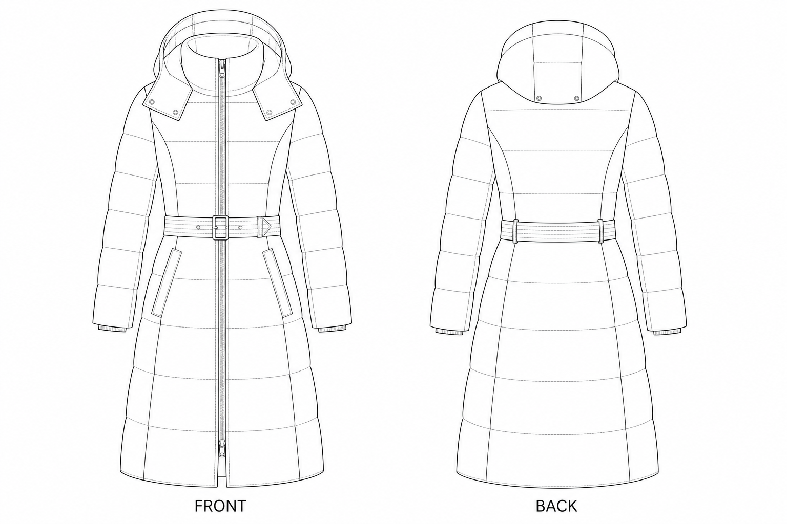 pattern-2536 front and back technical drawing