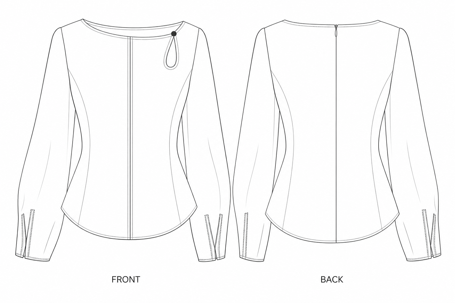 pattern-2538 front and back technical drawing