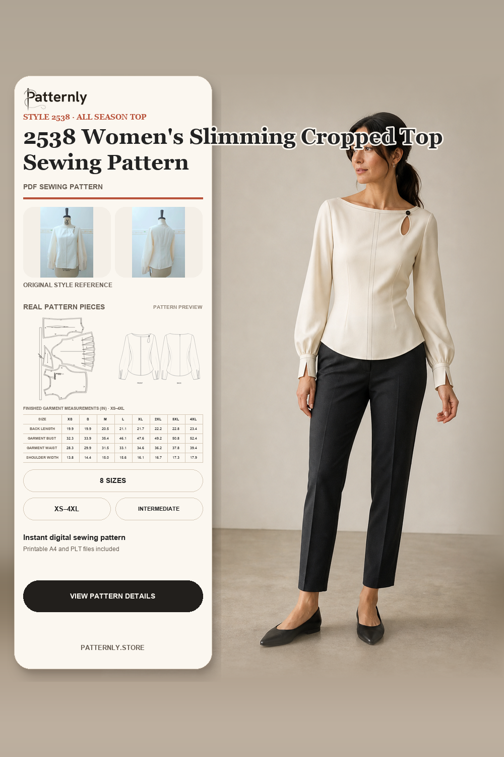 2538 Women's Cropped Top Sewing Pattern cover