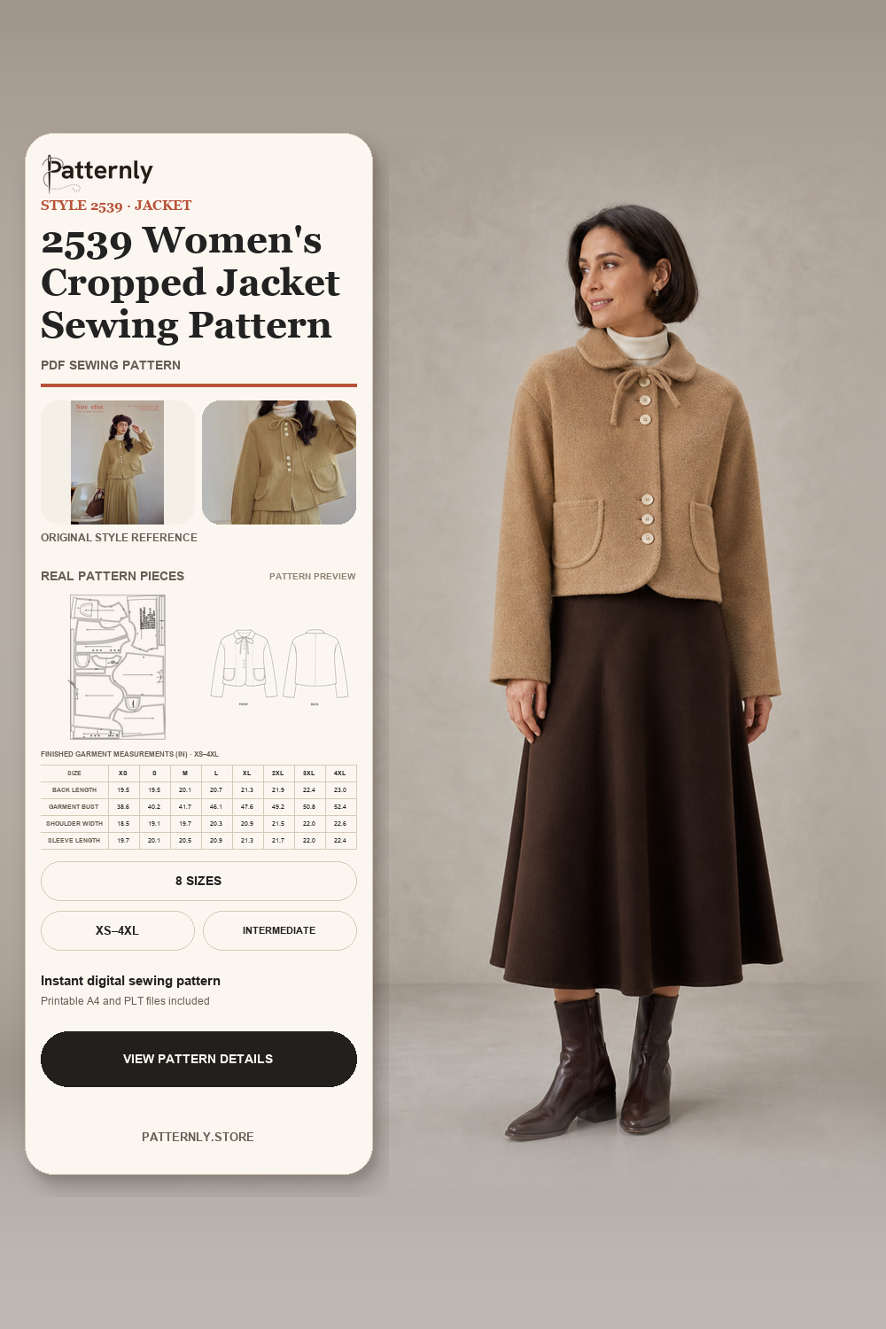 2539 Women's Cropped Jacket Sewing Pattern cover
