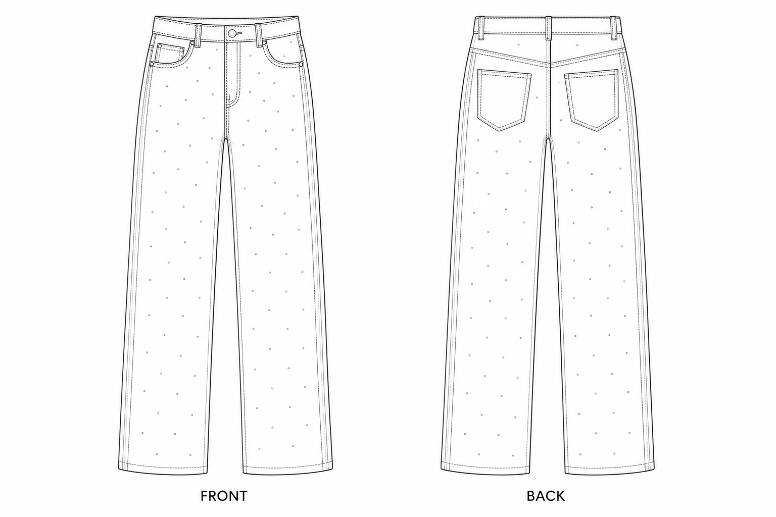 2550 Women's Side-Panel Straight-Leg Pants Sewing Pattern front and back technical drawing