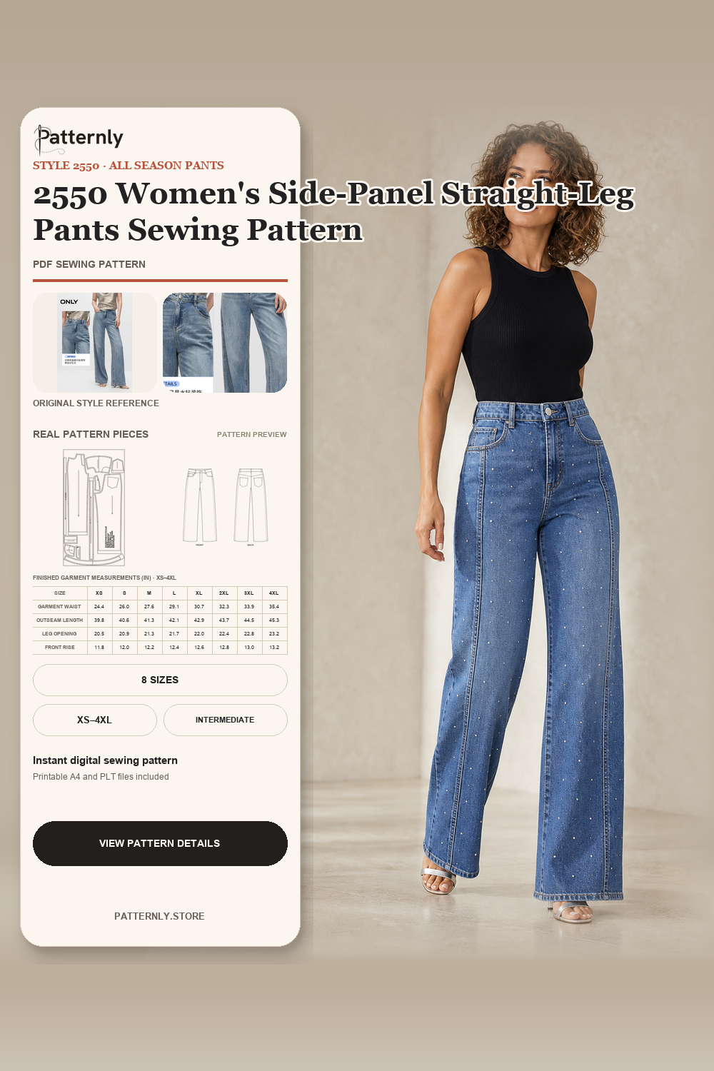 2550 Women's Side-Panel Straight-Leg Pants Sewing Pattern cover