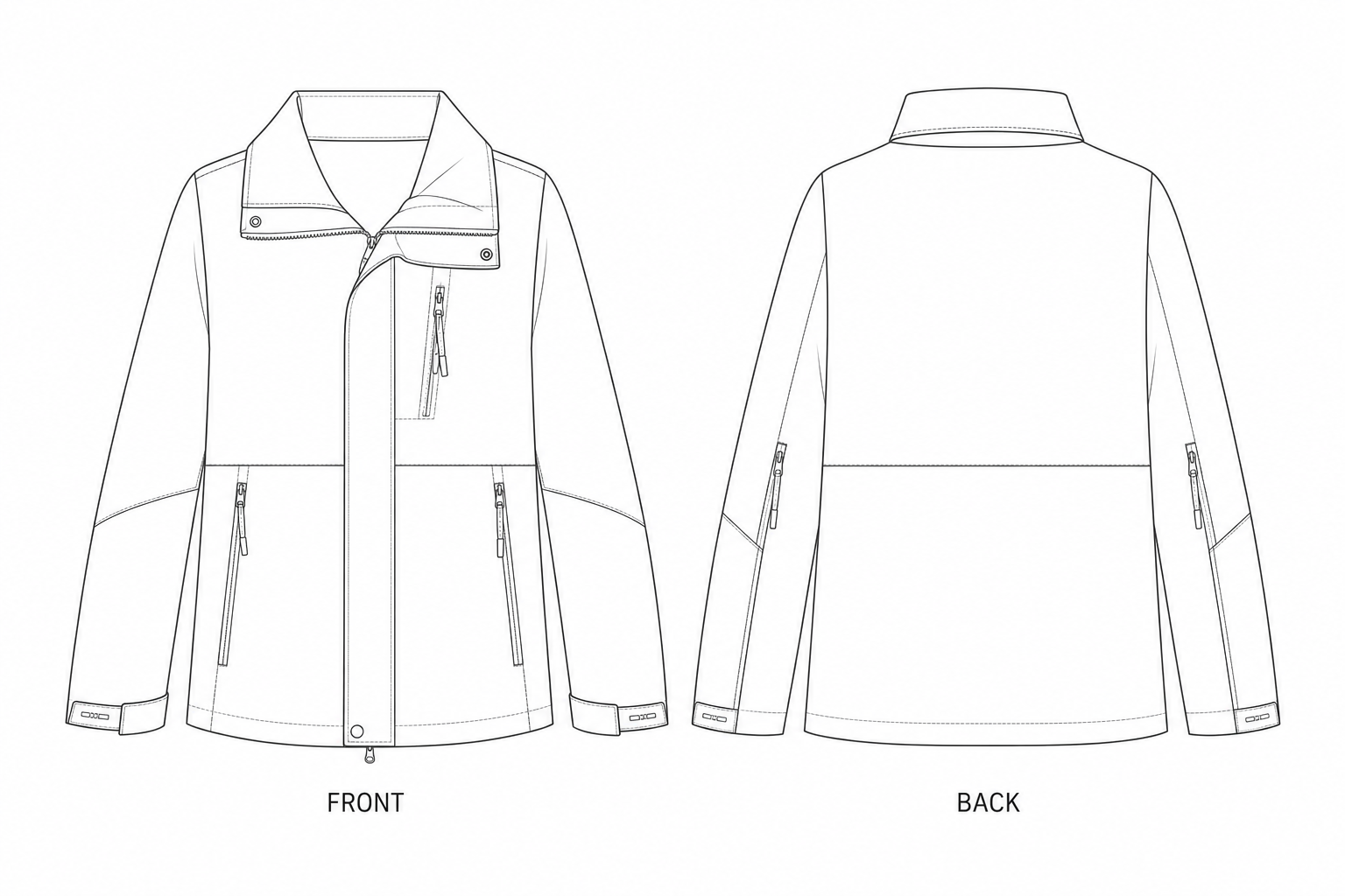 pattern-2551-b front and back technical drawing