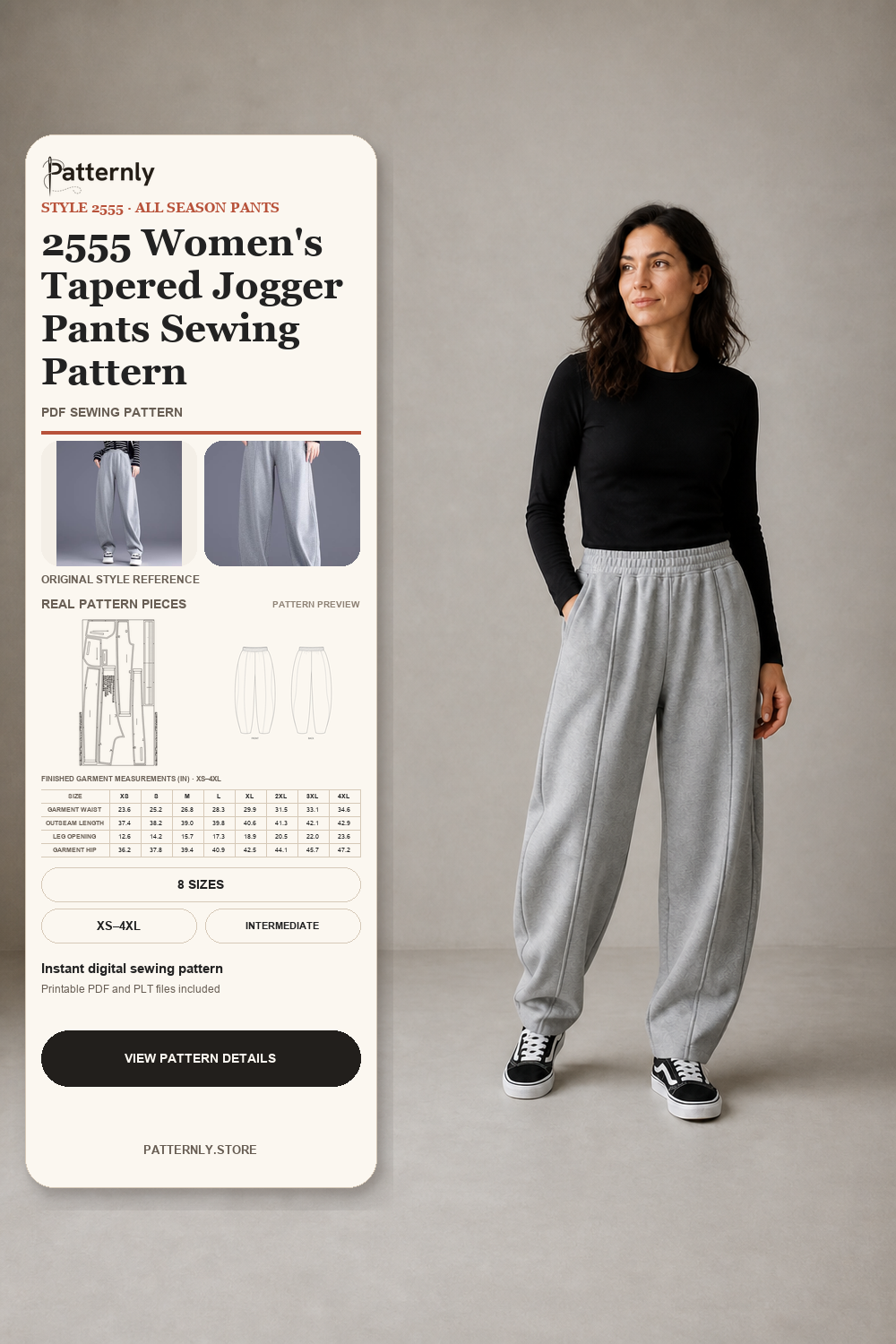 2555 Women's Tapered Jogger Pants Sewing Pattern cover