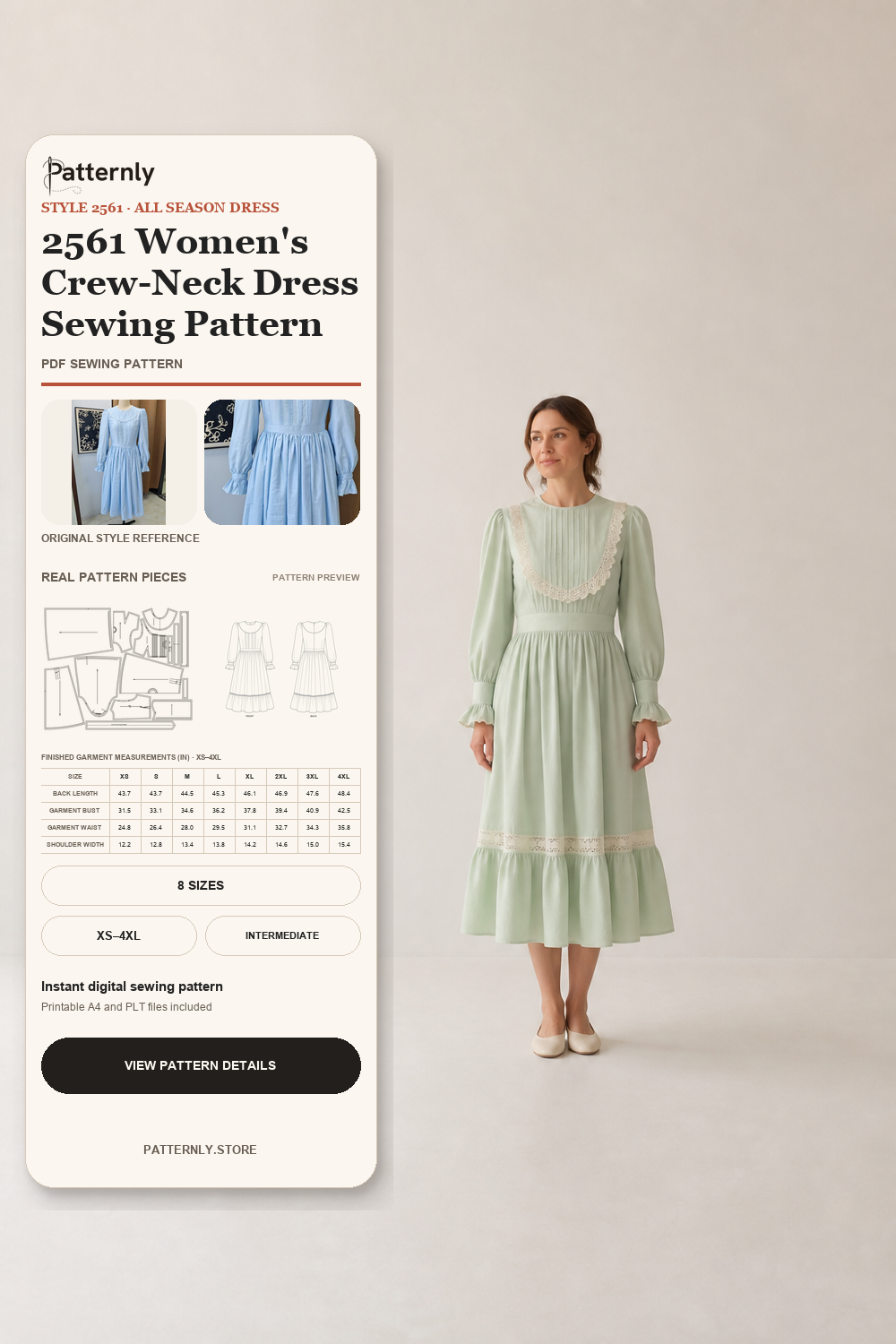 2561 Women's Crew-Neck Dress Sewing Pattern cover