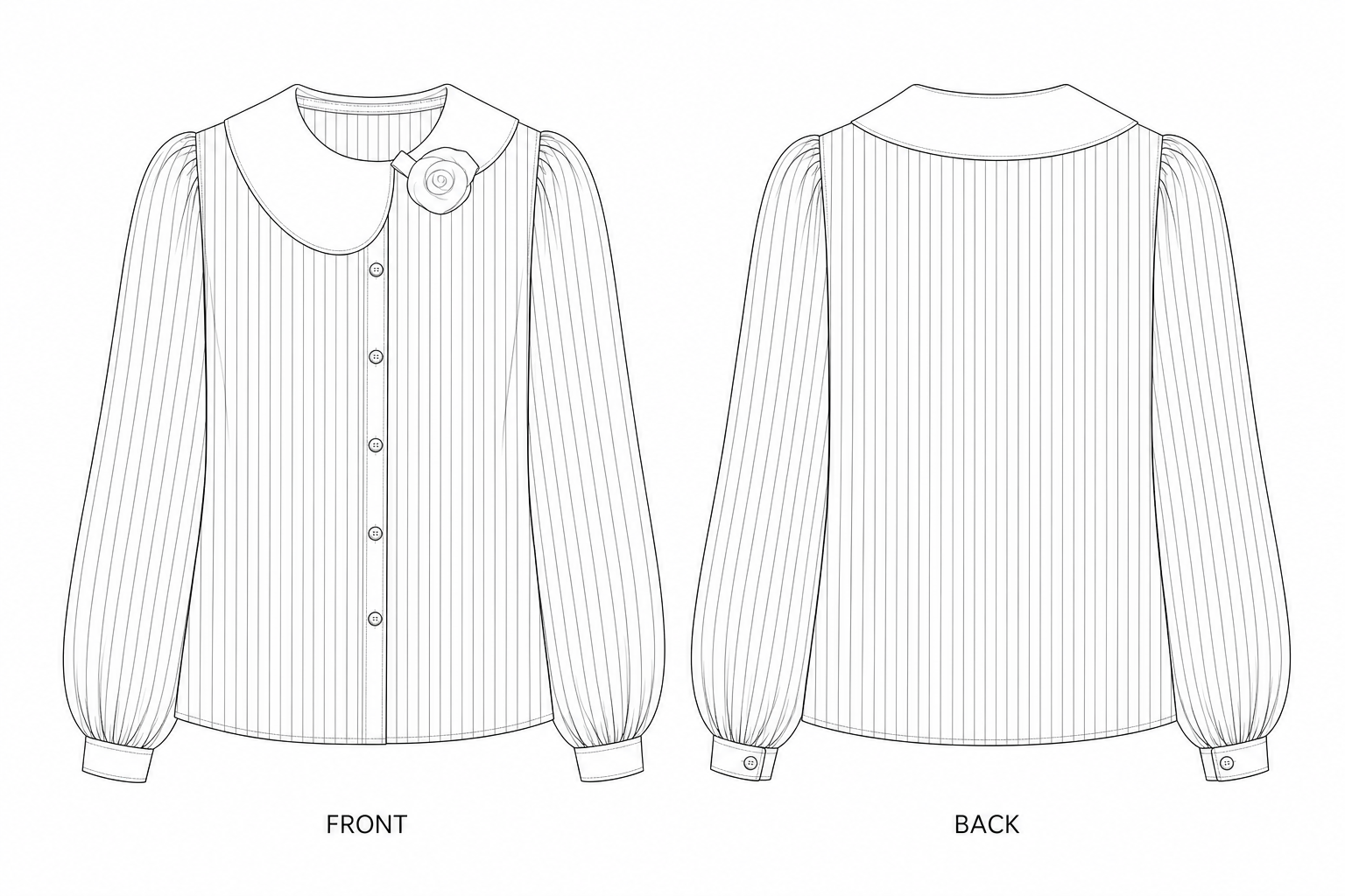 pattern-2563 front and back technical drawing