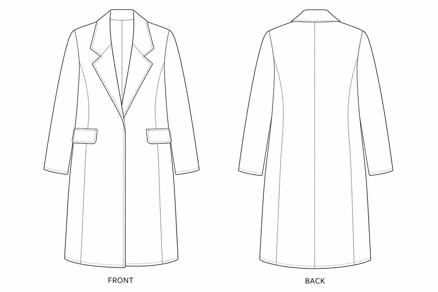 pattern-290 front and back technical drawing