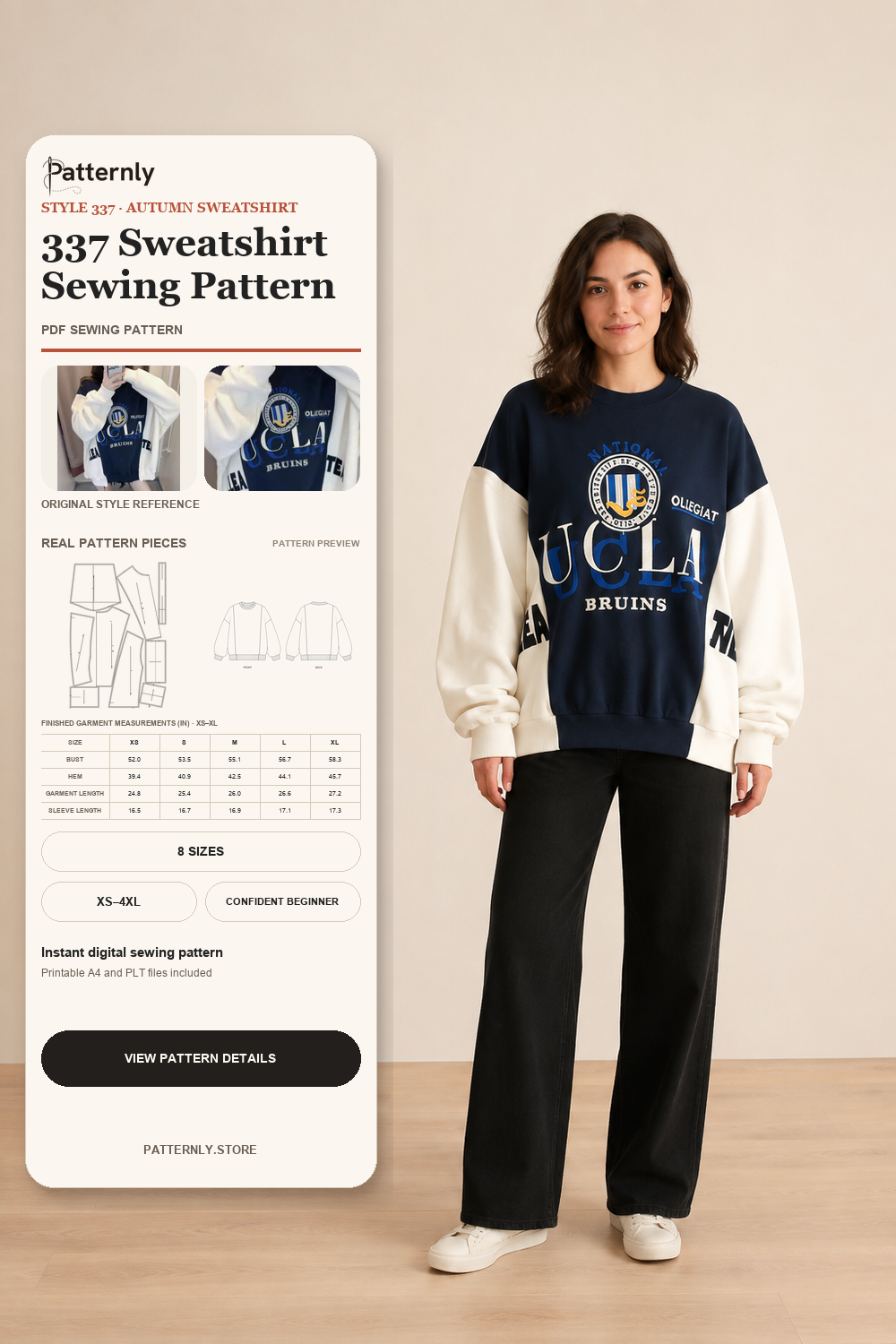 Women's Relaxed Drop-Shoulder Sweatshirt Sewing Pattern 337 cover