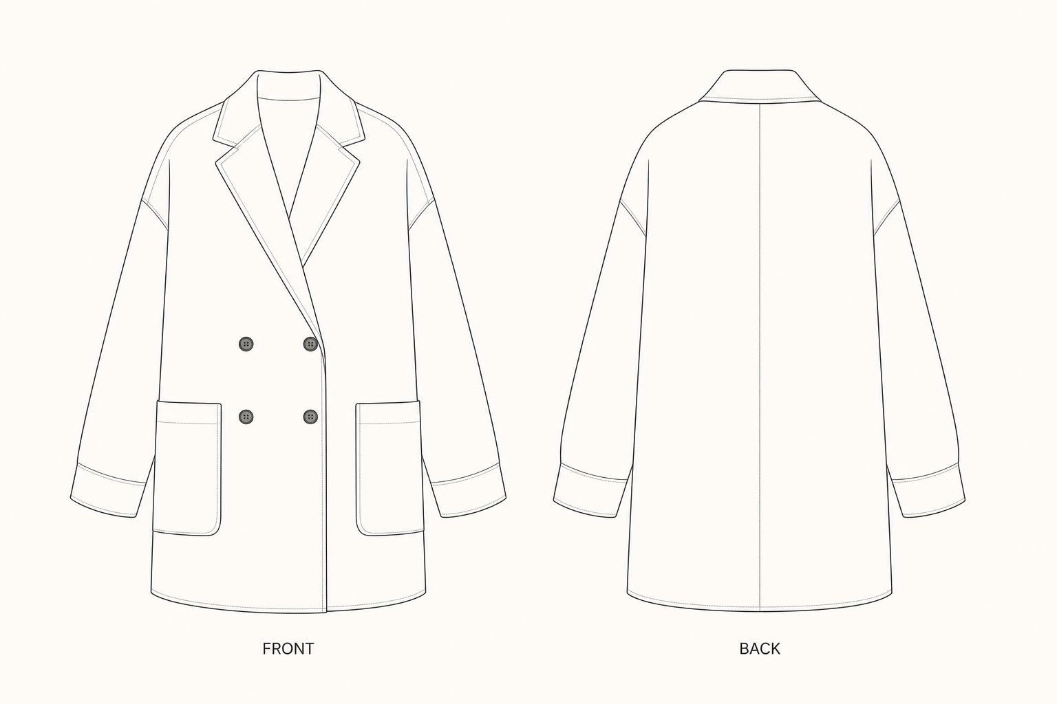 pattern-345 front and back technical drawing