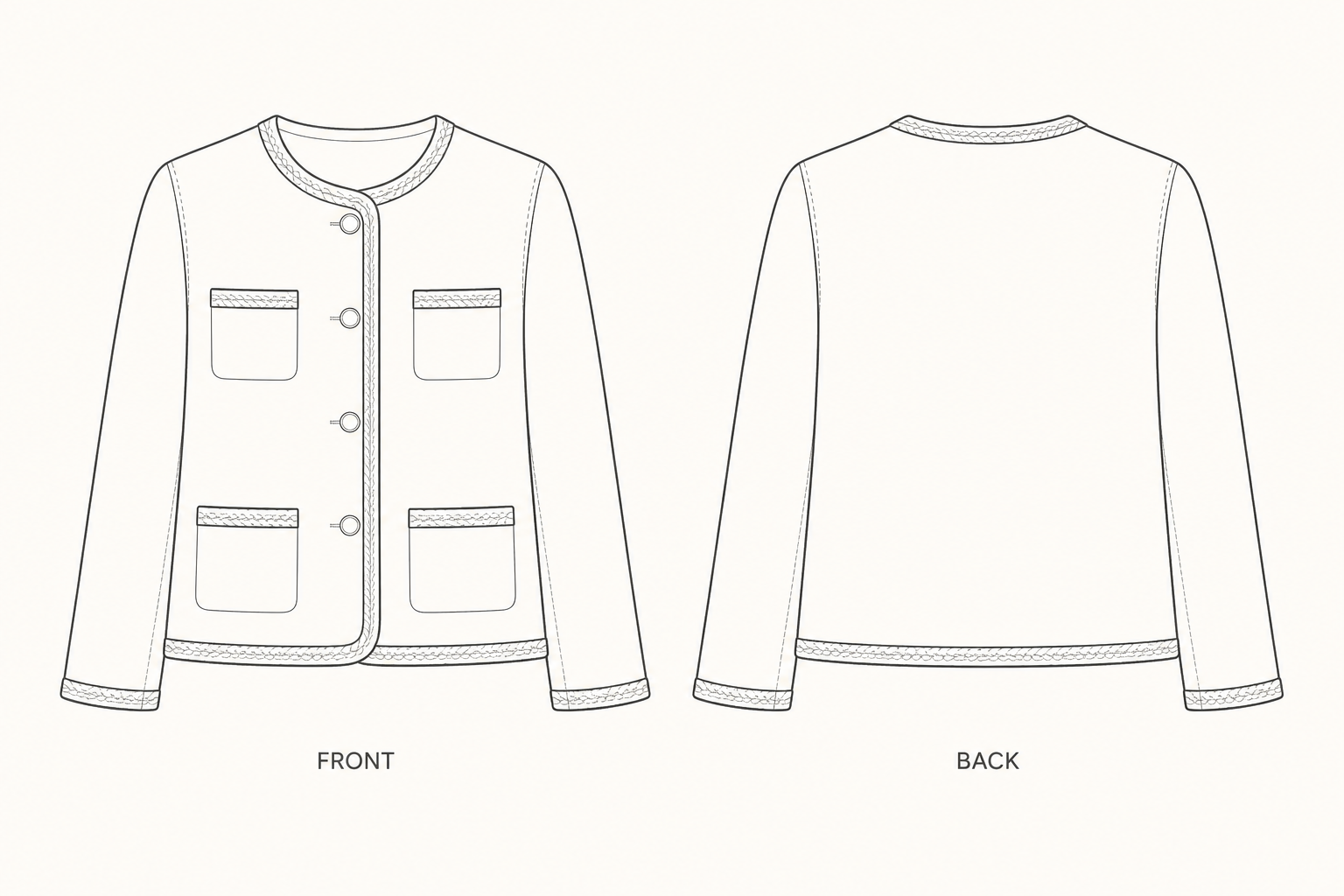 pattern-357 front and back technical drawing