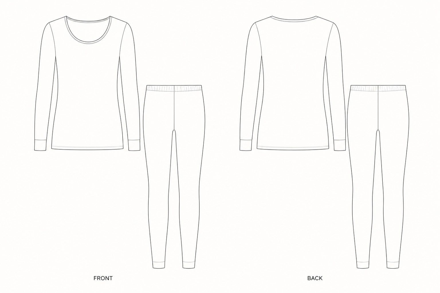 383 Set Sewing Pattern front and back technical drawing