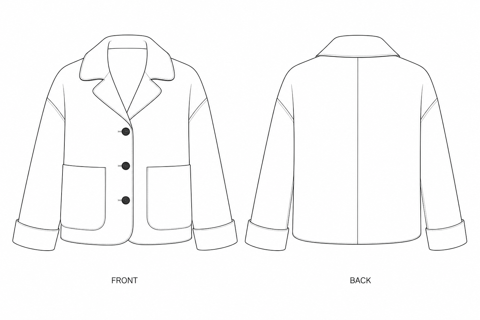 pattern-386 front and back technical drawing