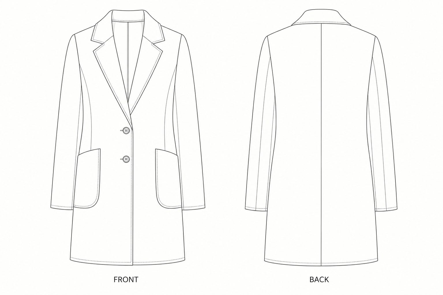pattern-393 front and back technical drawing