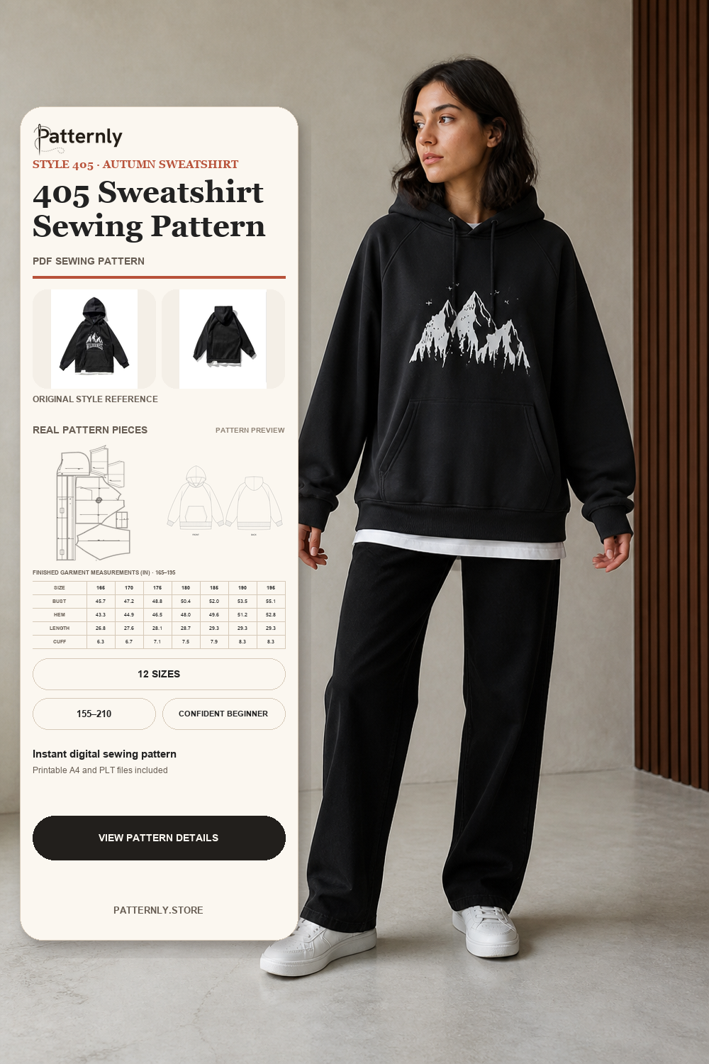 Unisex Raglan Sweatshirt Sewing Pattern 405 cover