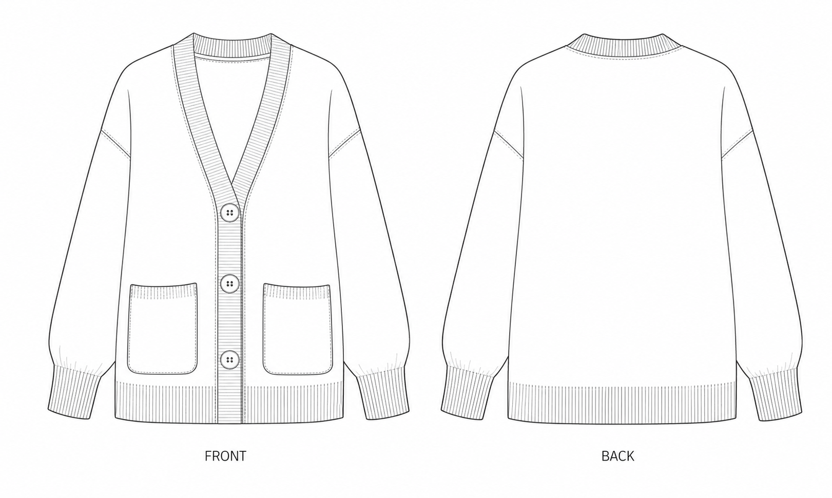 pattern-406 front and back technical drawing
