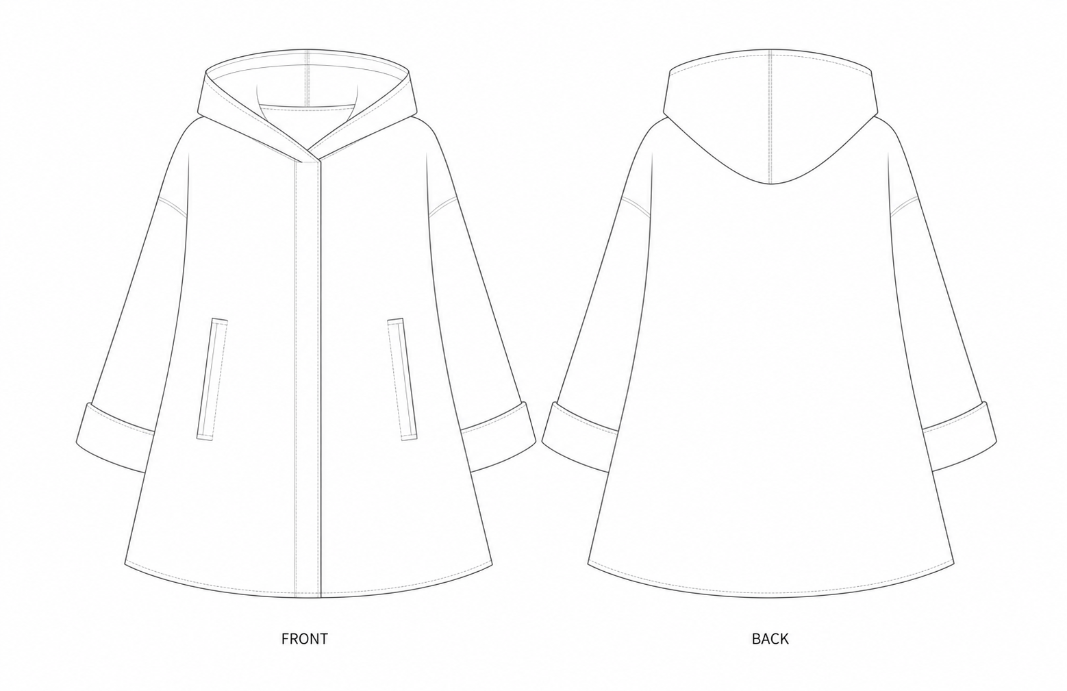pattern-434 front and back technical drawing