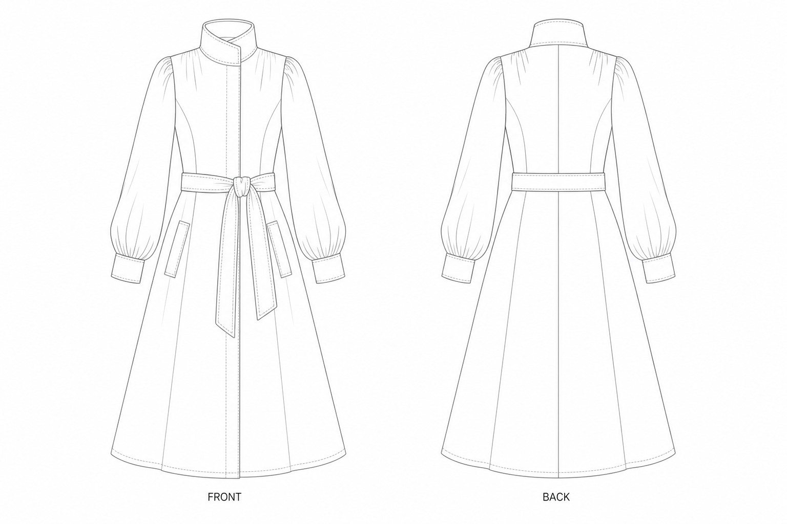 pattern-452 front and back technical drawing
