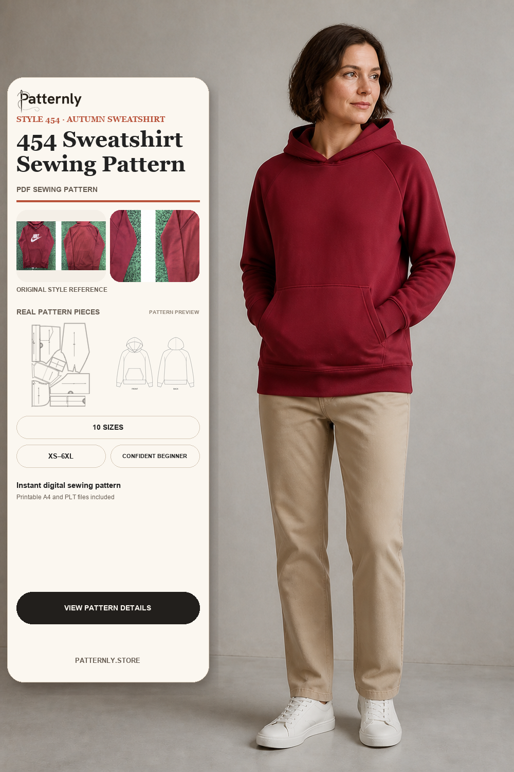 Casual Raglan Sweatshirt Sewing Pattern 454 cover