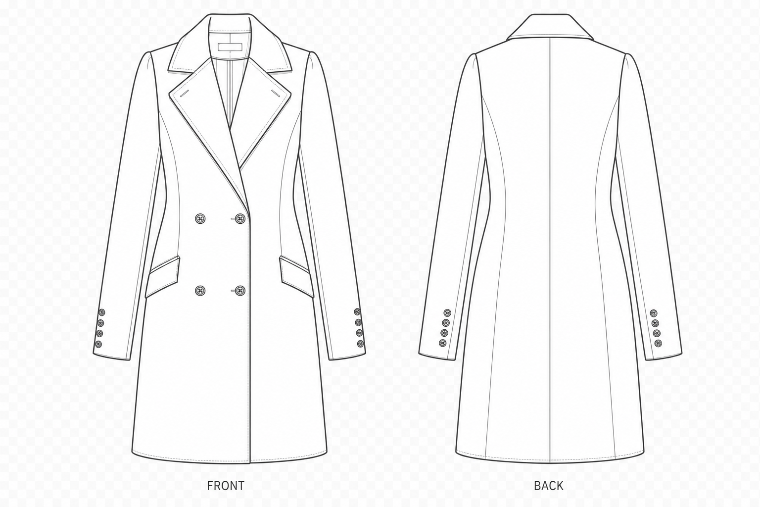 pattern-456 front and back technical drawing