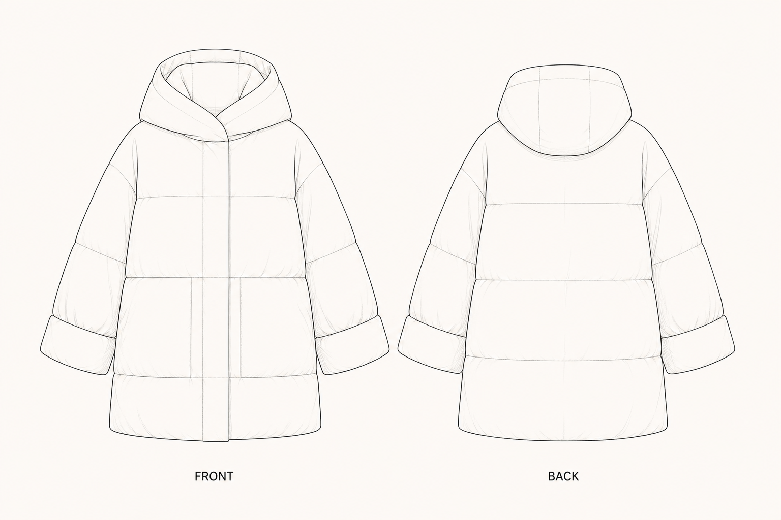 pattern-470 front and back technical drawing