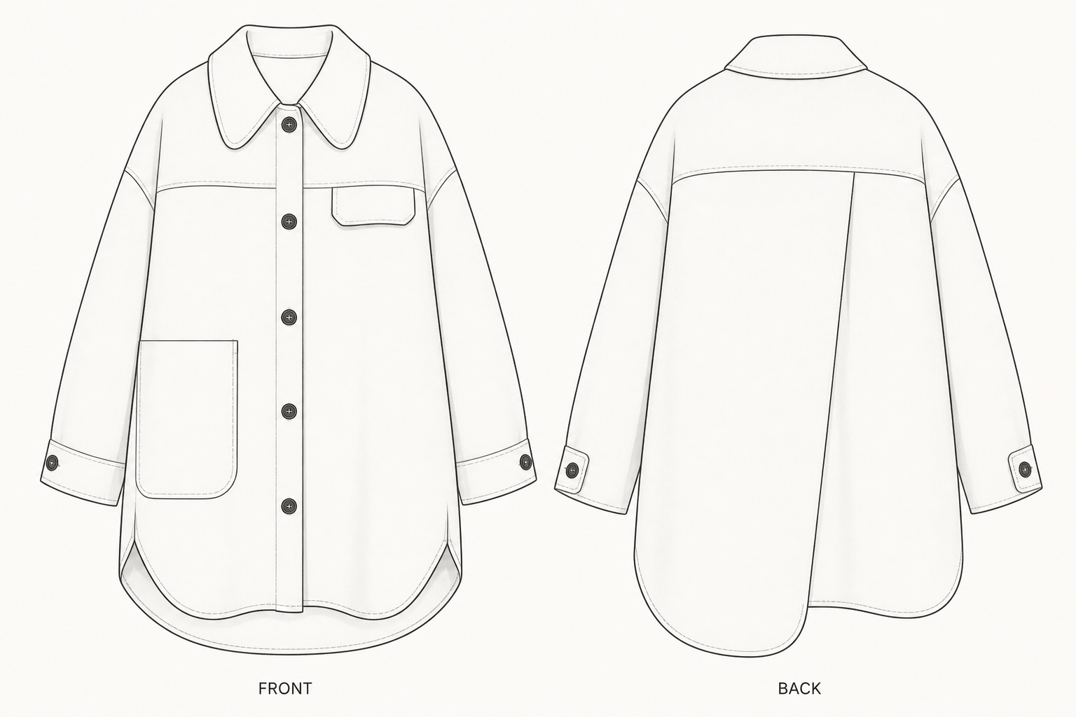 pattern-482 front and back technical drawing