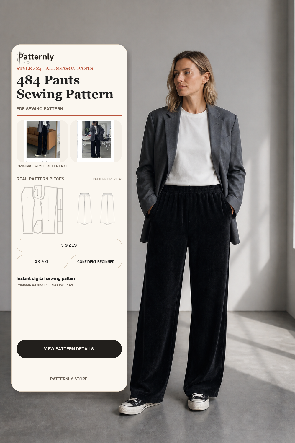 Chenille Wide-Leg Pants Sewing Pattern 484 cover