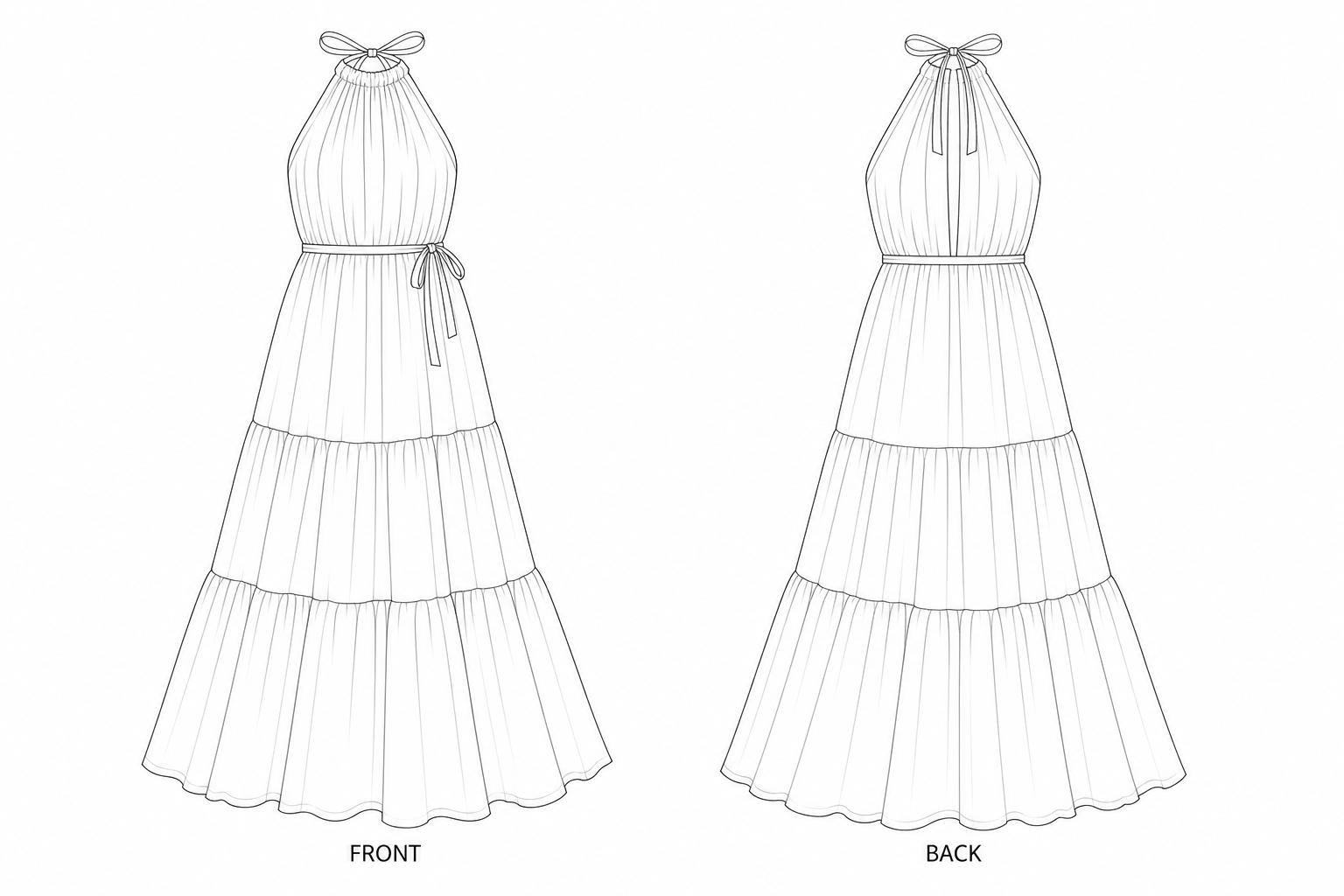 pattern-5001 front and back technical drawing