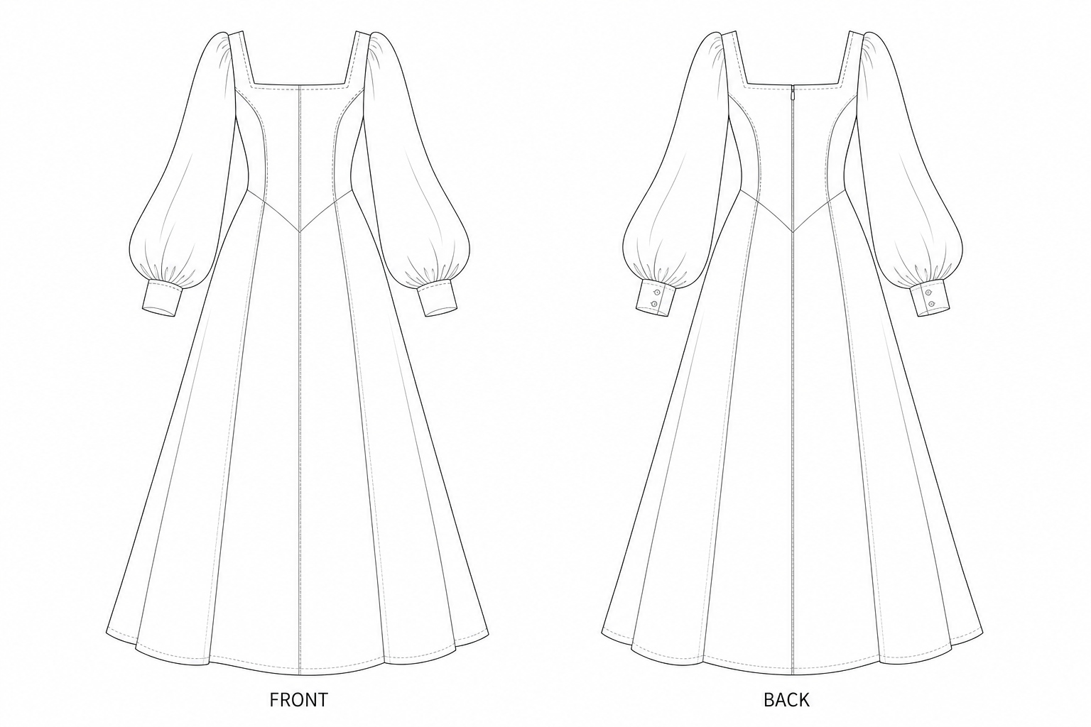 pattern-5004 front and back technical drawing