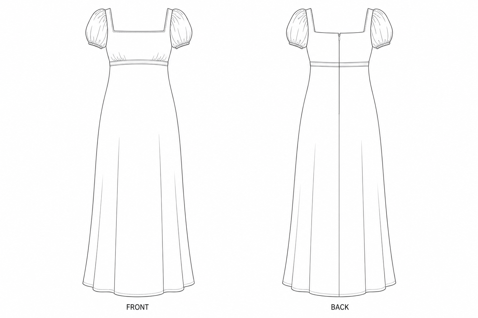 pattern-5005 front and back technical drawing