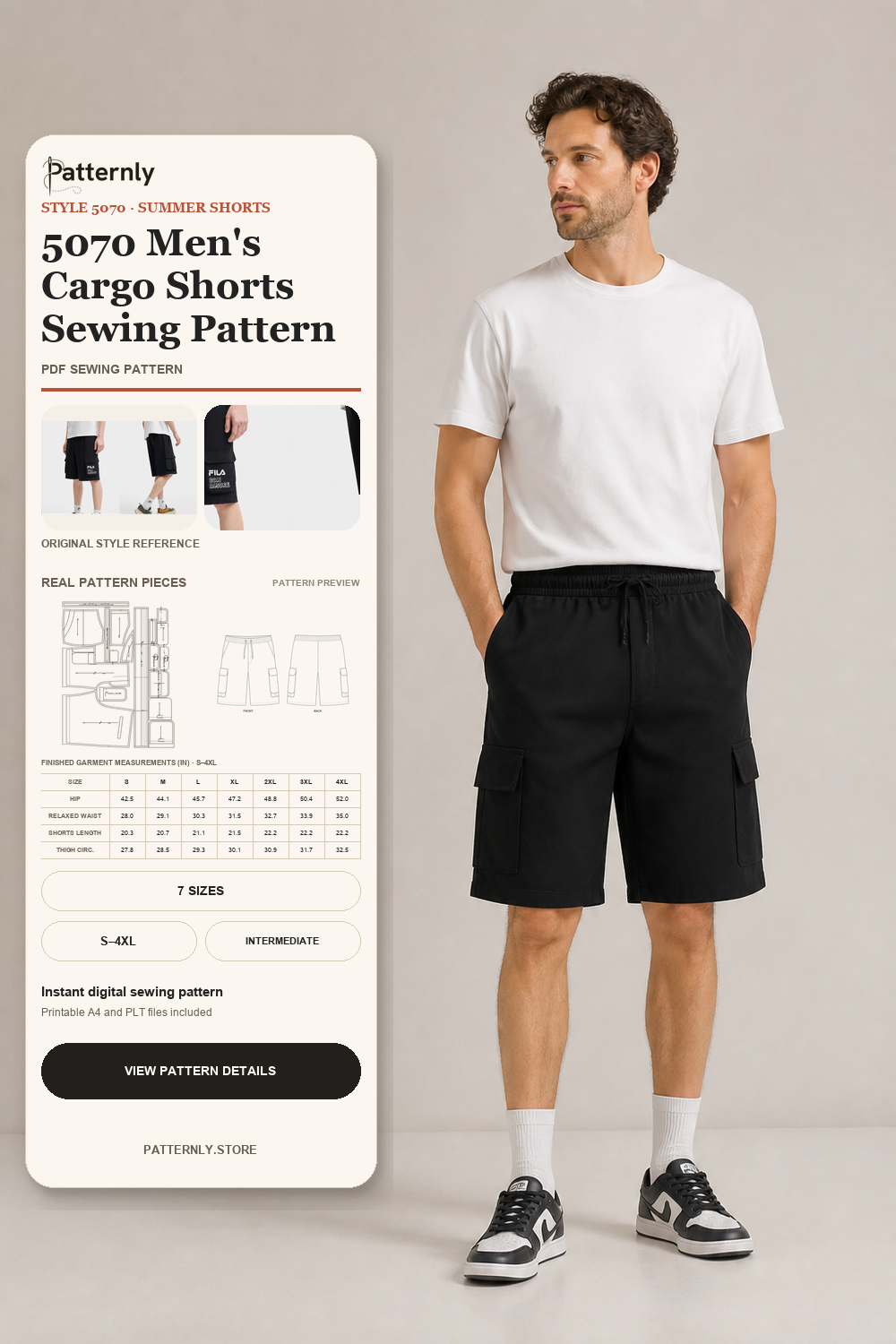 5070 Men's Cargo Shorts Sewing Pattern cover