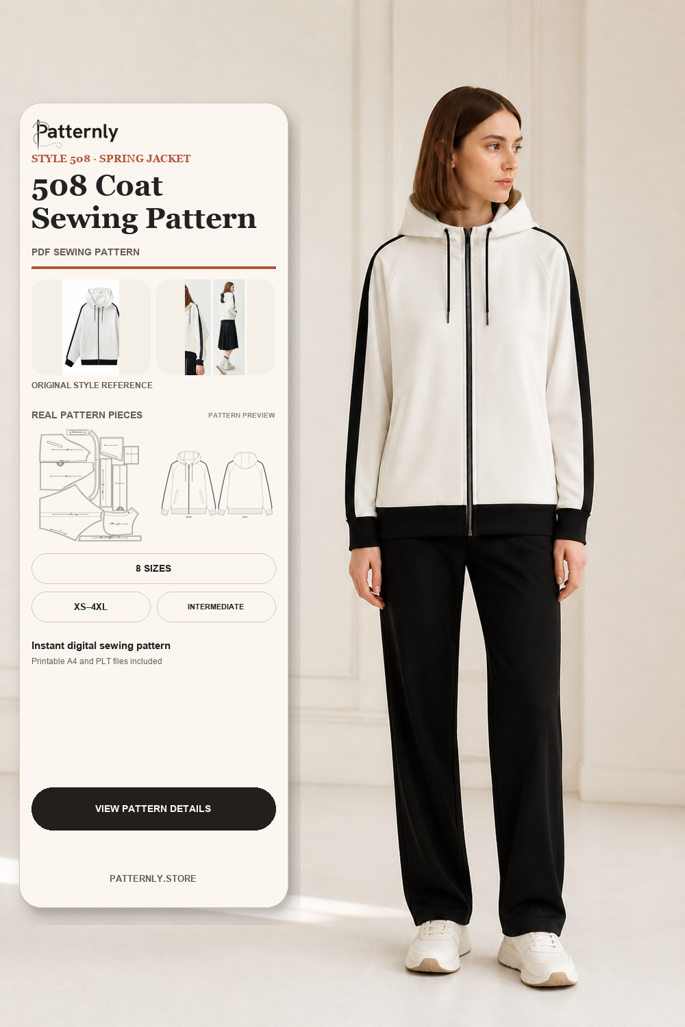Casual Hooded Jacket Sewing Pattern 508 cover