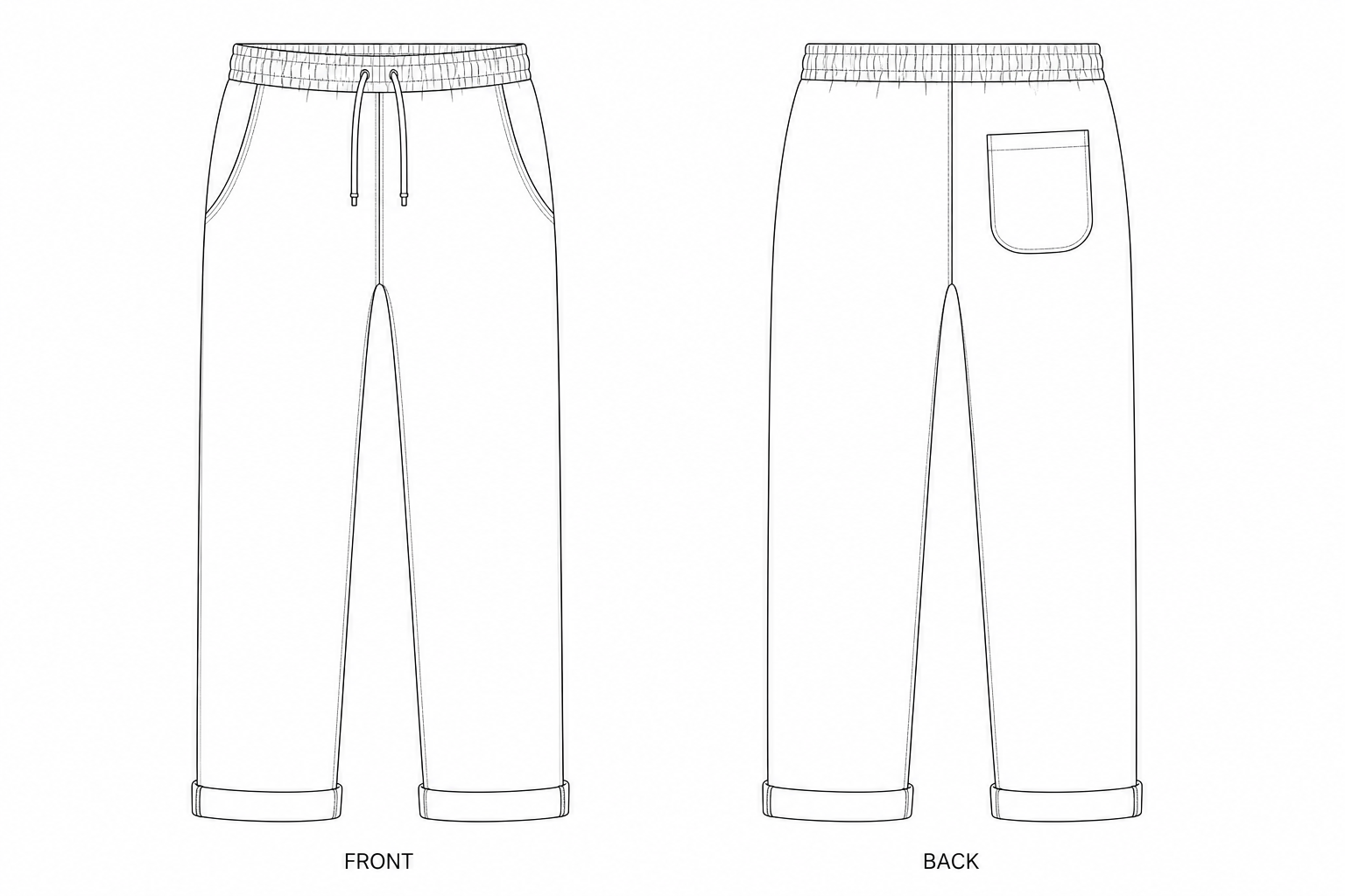 pattern-554 front and back technical drawing