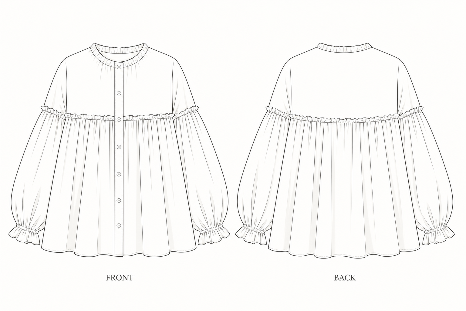 pattern-607 front and back technical drawing