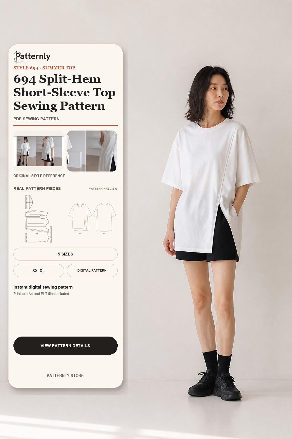 694 Split-Hem Short-Sleeve Top Sewing Pattern cover