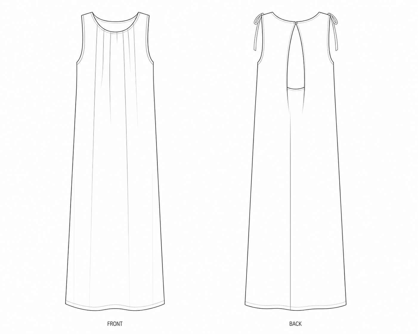 754 Dress Sewing Pattern front and back technical drawing