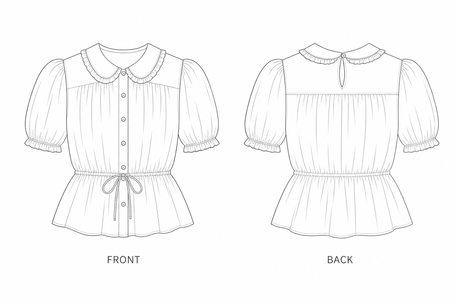 pattern-767 front and back technical drawing