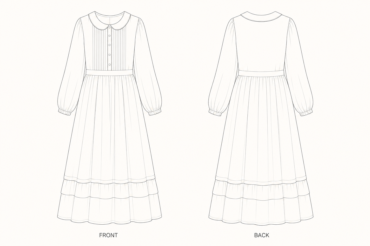 pattern-819 front and back technical drawing