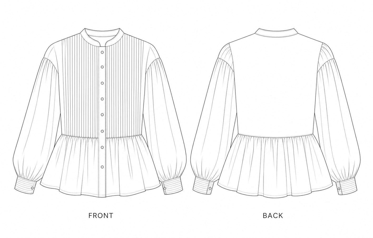 pattern-859 front and back technical drawing