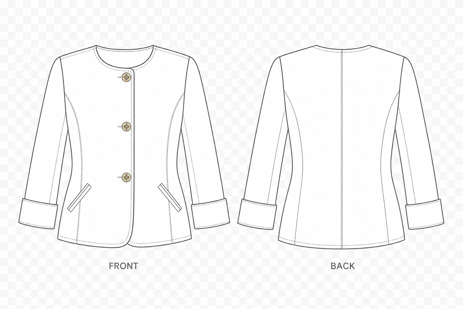 pattern-862 front and back technical drawing