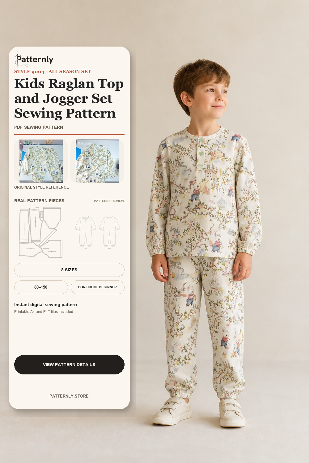 Kids Raglan Top and Jogger Set Sewing Pattern 9004 cover