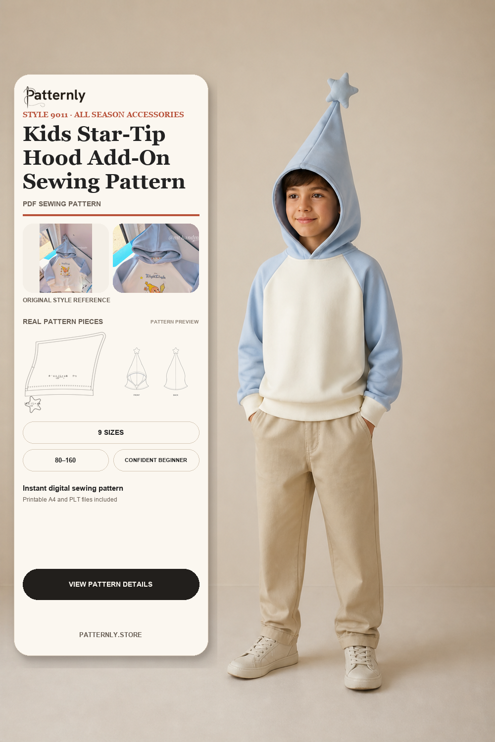 Kids Star-Tip Hood Add-On Sewing Pattern 9011 cover