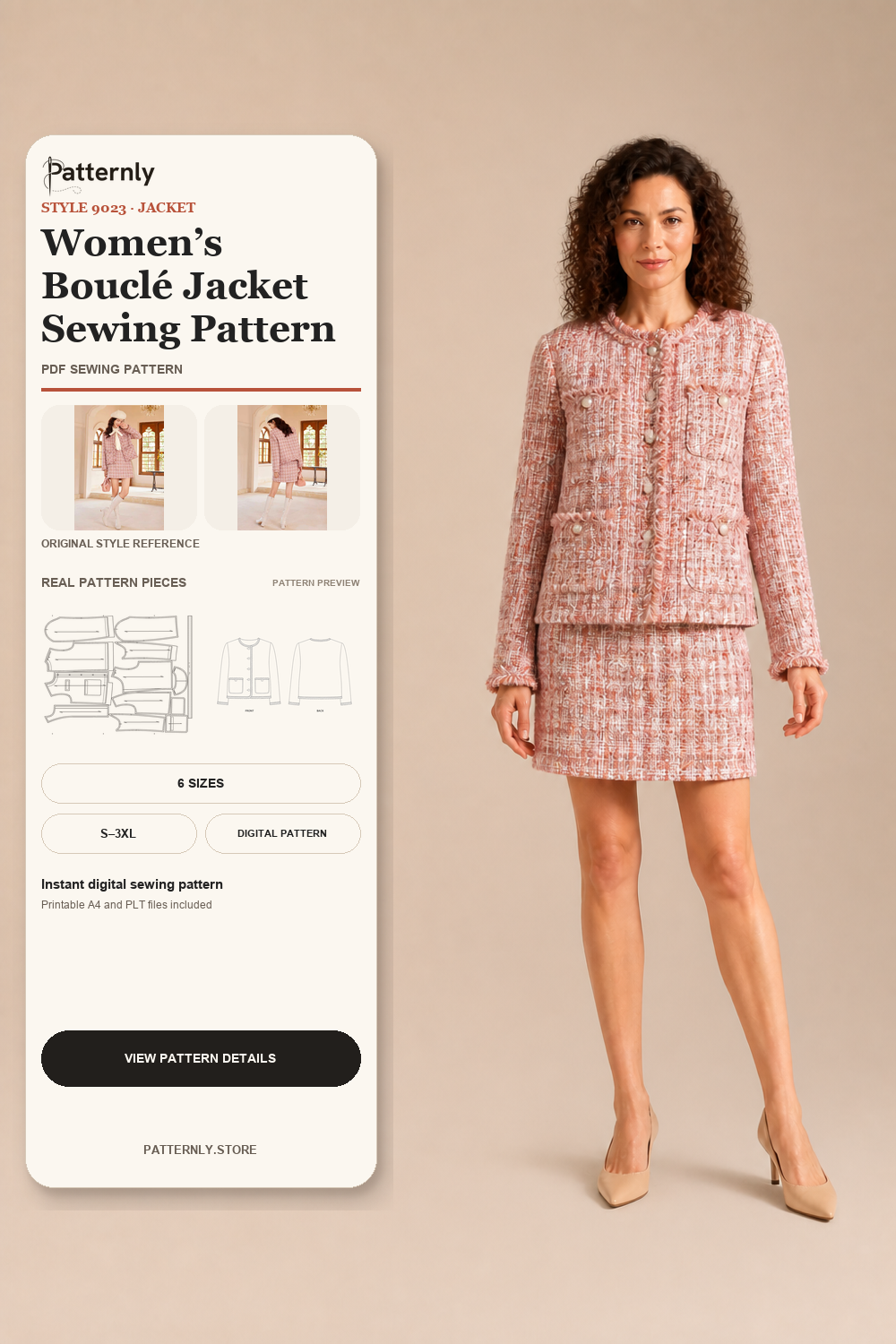 Women’s Bouclé Jacket Sewing Pattern finished garment
