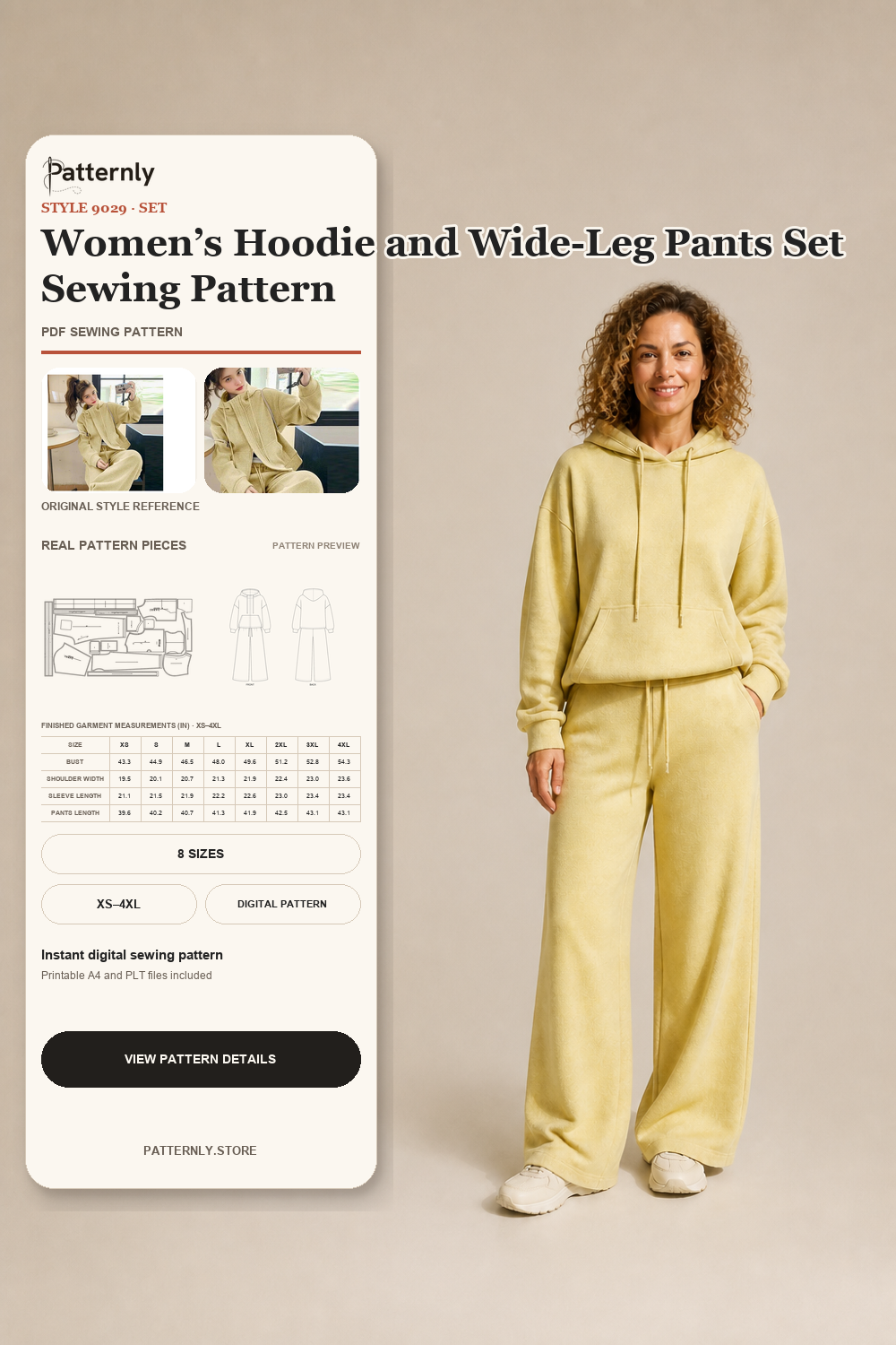 Women’s Hoodie and Wide-Leg Pants Set Sewing Pattern 9029 cover