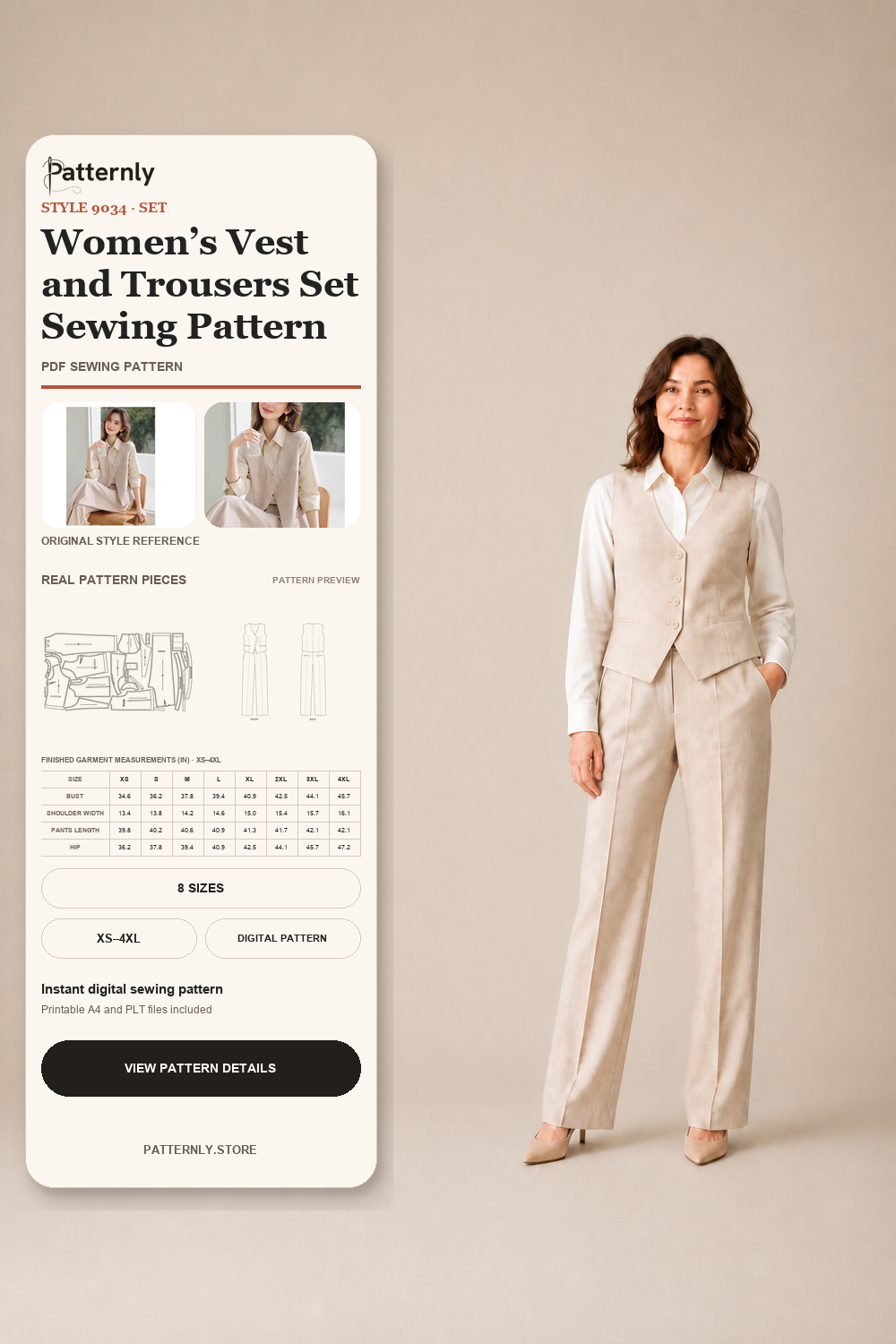 Women’s Vest and Trousers Set Sewing Pattern 9034 cover