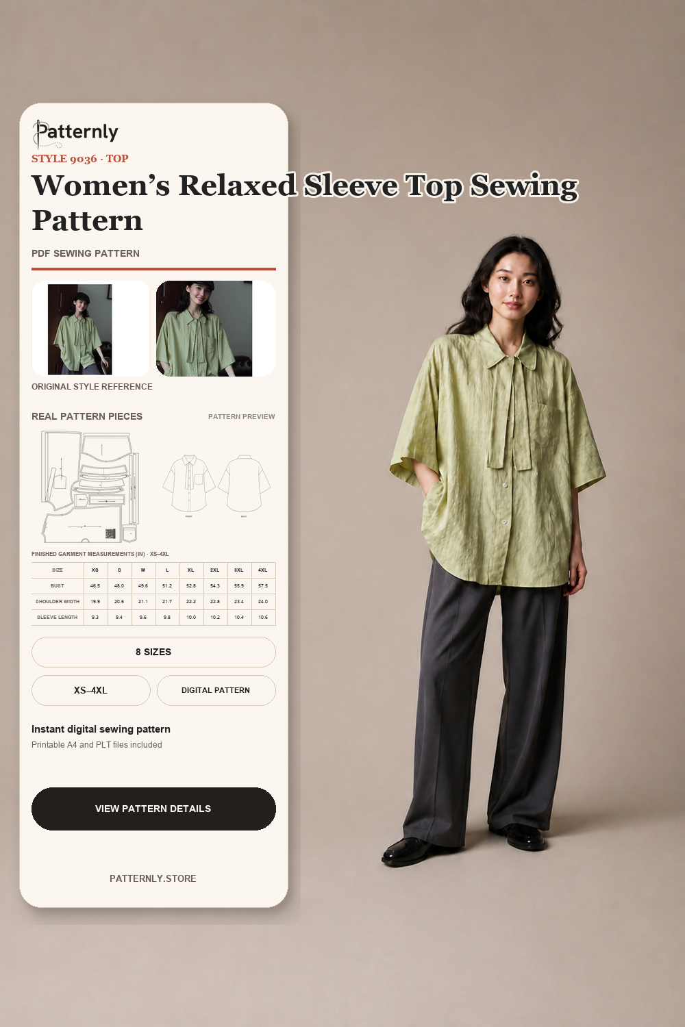 Women’s Relaxed Sleeve Top Sewing Pattern 9036 cover